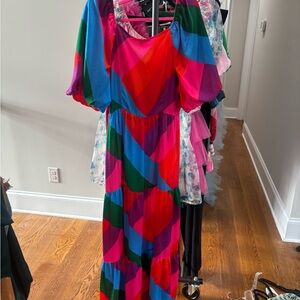 Skies Are Blue Multi-Color Chevron Maxi Dress - Pink, Red, Blue, Green, Purple